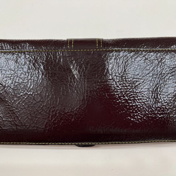 Buckle Wallet / Clutch - Shiny Brown Faux Leather - Multi-Pocket - NWT - Picture 2 of 10